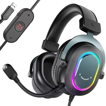 Fifine H6 Gaming (7.1 CH, RGB) — ігрова гарнітура з віртуальним 7.1 Surround, світлодіодною RGB підсвіткою