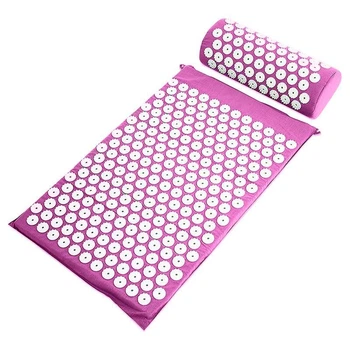 Акупунктурный массажный коврик для спины/ног с подушкой (валик) ProSource Acupressure Mat Розовый