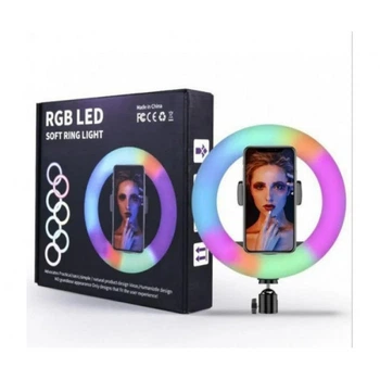 Кольцевая светодиодная лампа цветная RGB MJ33 (33 см) функциональная лампа для фото и видео