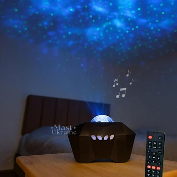 Нічник-проектор зоряного неба Dream Aurora Star Lights, світлодіодний проектор від USB з Bluetooth колонкою та пультом дистанційного керування, настільний світильник нічник зоряне небо Чорний AA10-7-Black