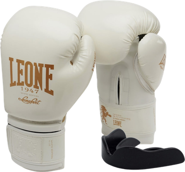 Боксерские перчатки Leone GN059W 14 унций White/Gold (капа в комплекте) (GN059W_White_14oz)