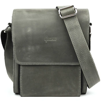 Мужская кожаная сумка-планшет TARWA стильный crossbody из натуральной кожи серый 51355