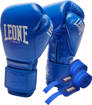 Боксерские перчатки Leone GN111 The Greatest 16 унций Blue (бинты 4 м в комплекте) (GN111_Blue_16oz)