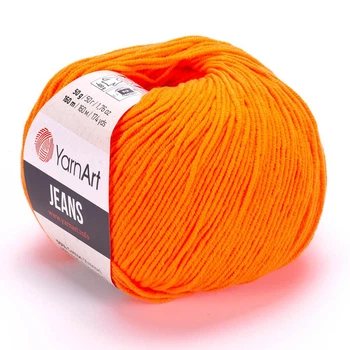 Пряжа (нитки) YarnArt Jeans колір 77 помаранчевий неон