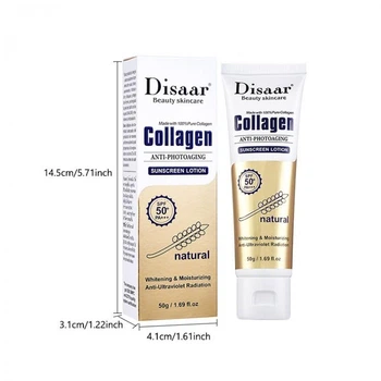 Сонцезахисний лосьйон DISAAR Collagen Sunscreen Lotion SPF 50 PA+++, з колагеном та вітаміном С, 50 г