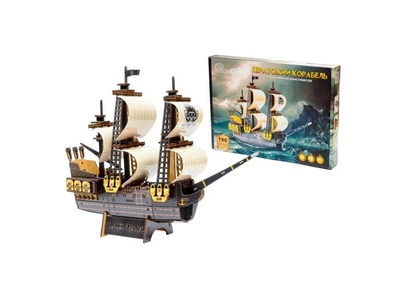 Деревянный 3D конструктор Пиратский корабль, PuzzleOk (Puz-00928), 196 дет.