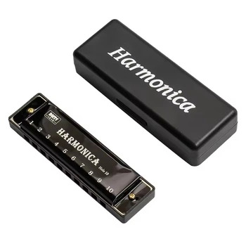 Гармошка губная гармоника на 10 отверстий с чехлом Harmonica черная (GS-184393)