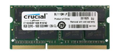 Оперативная память для ноутбука Crucial SO-DIMM DDR3 8GB 1600MHz PC3L-12800 2Rx8 Б/У