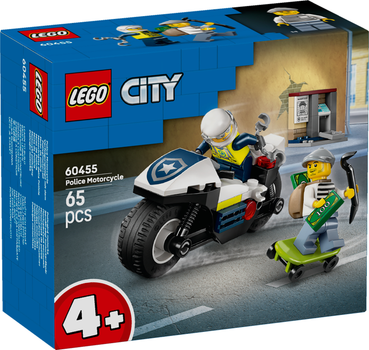 Zestaw klocków LEGO City Pościg na motocyklu policyjnym 65 elementy (60455)