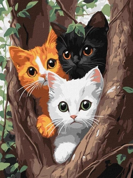 Картина по номерам Котики на дереве ©art_selena_ua 30x40 KHO6736 Идейка