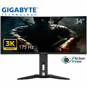 Монитор GIGABYTE MO34WQC Gaming Monitor изогнутый OLED 3440x1440 3K Ultra WQHD 34" / 6W