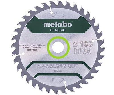 Пиляльний диск METABO 165*20 Z36 WZ 15° cordless cut wood - classic (блістер) 628660000