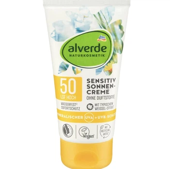 Солнцезащитный крем для чувствительной кожи alverde naturkosmetik Sonnencreme sensitiv LSF 50 75 мл