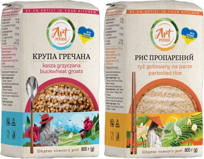 Набір круп Art Foods Рис пропарений довгозернистий 800 г + Гречана швидкозварювана 800 г (3983323781)
