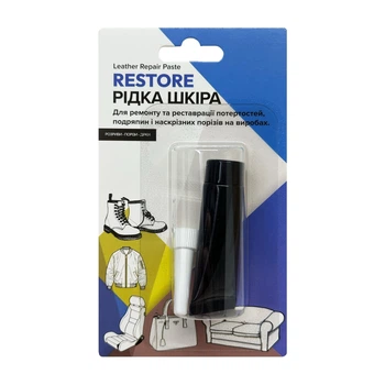Жидкая кожа для ремонта кожи, винила, кожзаменителей RESTORE 10мл Черный