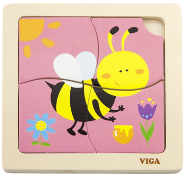 Zestaw drewnianych puzzli Viga na podkładce Pszczółka 50138 (6934510501389)