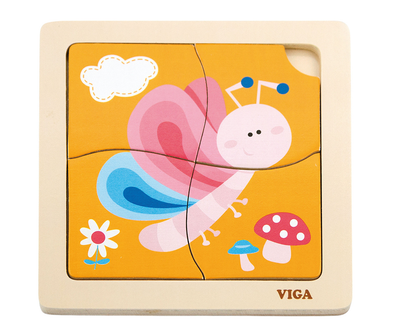 Zestaw drewnianych puzzli Viga na podkładce Motylek 50136 (6934510501365)