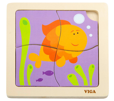 Zestaw drewnianych puzzli Viga na podkładce Rybka 50144 (6934510501440)