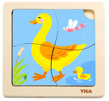 Zestaw drewnianych puzzli Viga na podkładce Kaczuszka 51314 (6934510513146)
