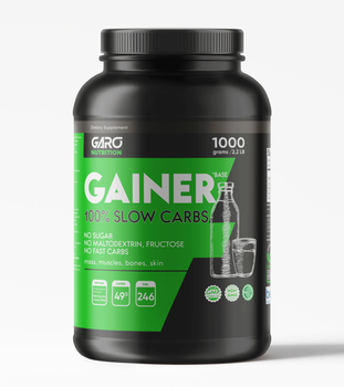 Гейнер Garo Nutrition 1 кг для набору маси та ваги худим на повільних вуглеводах без мальти без смаку
