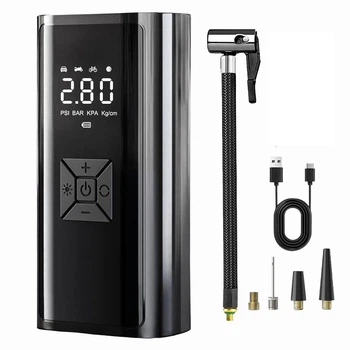 Автомобильный компрессор 3-в-1: насос, Power Bank и фонарь 6000 mAh