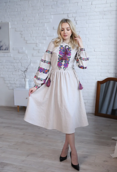 Жіноча вишита сукня Galychanka Весняна XXL Бежевий (GALVESMBZH)