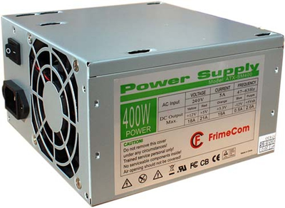 Блок питания 400 Вт FrimeCom, 24+4 pin, питание видеокарты - Нет, 80 мм, ATX, ATX-SM400GL Б/У