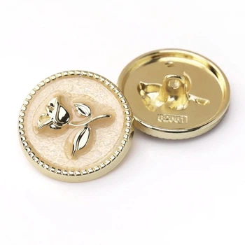 Пуговица Rose flower LuxFabric на ножке металл 15 мм 1 шт. Пудровый (ПВ0015ц53)