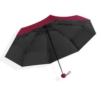Мини-зонт Lesko 190T Burgundy карманный с чехлом капсулой