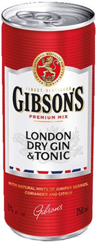 Слабоалкогольный напиток Gibson's London Dry Gin & Tonic 5% 0.25 л (3147692359997)