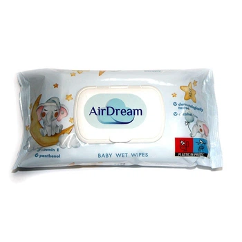 Серветки вологі Air DREAM Baby Wet Wipes 72 штуки в упаковці, дитячі з клапаном