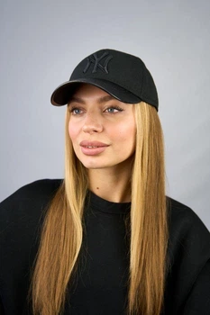 Кашемировая бейсболка унисекс с кожаным козырьком Braxton «NY» черный (6102)