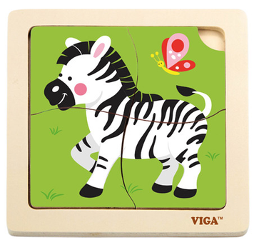 Zestaw drewnianych puzzli Viga na podkładce Zebra 51317 (6934510513177)
