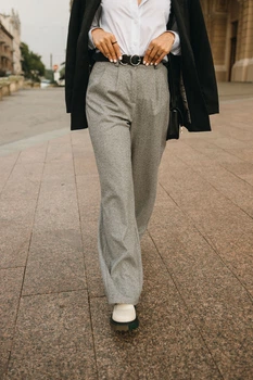 Брюки палаццо из итальянский кашемира L-XL. Серый