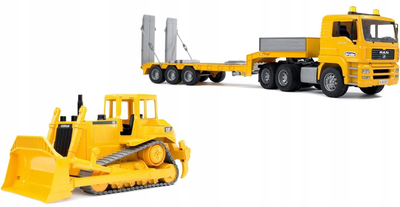 Zestaw Bruder ciężarówka + buldożer CAT 1628 (4001702016289)