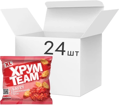 Упаковка сухариков ХрумTeam Багет со вкусом королевского краба 90 г x 24 шт (2.16 кг) (4823063129756)