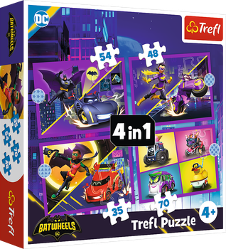 Пазлы 4 in 1 Trefl DC Batwheels Встречайте 35+48+54+70 элементов (5900511346589)