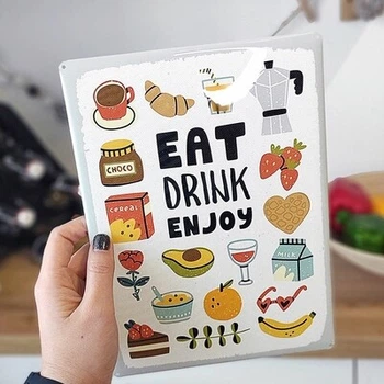 Металлическая табличка Eat drink enjoy (MET_20J053_WH) TM Presentville