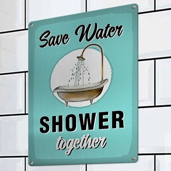 Металлическая табличка Save water shower together (MET_20J074_SER) TM Presentville