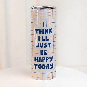 Термос с принтом I think I'll just be happy today (TER_24A064) TM Presentville