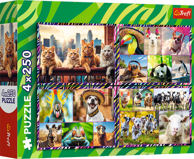 Пазли Trefl Веселі тварини 4x250 елементів 13313 (5900511133134)