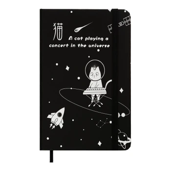 Книга записная ZiBi Cosmo A6 в клетку твердая обложка на резинке 80 листов, черная (ZB.116102)