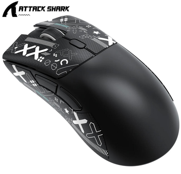 Мышь беспроводная игровая ATTACK SHARK R1 черная. Радио 2.4Ghz + Bluetooth 5.2