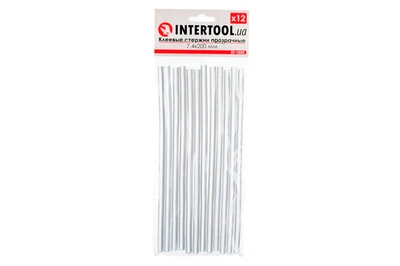 Клеєві стрижні Intertool 7,4 мм 200 мм прозорі 12 шт (DR-P_33IT)