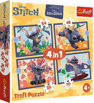 Puzzle 4 in 1 Trefl Stitch The Movie Wakacje na Hawajach 35+48+54+70 elementów 34666 (5900511346664)