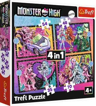 Пазли 4в1 Trefl Monster High Напружений день у Монстр Хай 35+48+54+70 елементів 34655 (5900511346558)