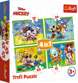 Пазлы 4 in 1 Trefl Mickey & friends Среди друзей 12+15+20+24 элемента (5900511346169)