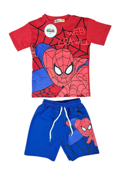 Детский летний костюм (футболка+шорты) Spider Man человек паук для мальчика Wikiboom 110 см синий с красным