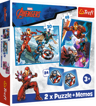Пазли 2 in 1 Trefl Marvel The Avengers Герої в дії 30+48 елементів + игра Memos 24 детали (5900511933338)