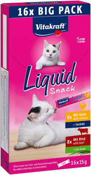 Лакомство для котов с курицей и говядиной Vitakraft Liquid Snack Beef Chicken, 16 шт х 15 гр
